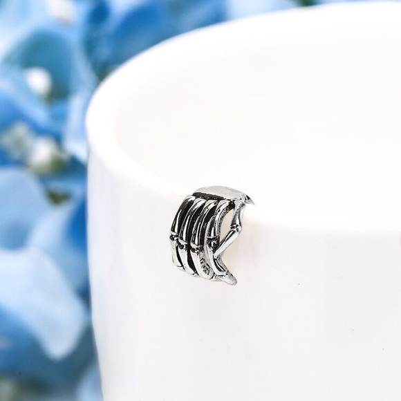 2/$20! Set of 2 Silver Skeleton Hand Ear Clips - Picture 2 of 11